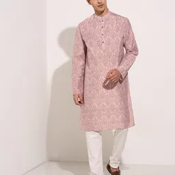 indus route by Pantaloons Men Geometric Printed Thread Work Kurta image 2