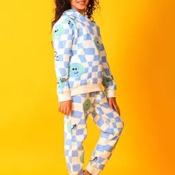 Anthrilo Girls Globe Check Printed Long Sleeves Sweatshirt With Joggers image 2