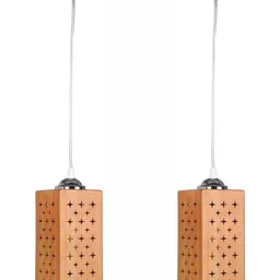 1ST TIME Brown & Silver-Toned 2 Pieces Textured Rectangle Hanging Ceiling Lamps-image-38
