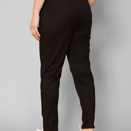 Moda Rapido Women Black Cotton Solid Regular Fit Drawstring Track Pants image 3