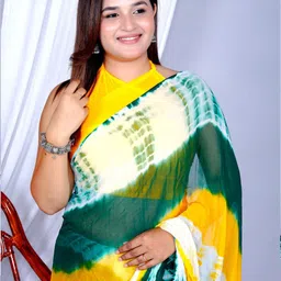 VL SAREES Tie and Dye Pure Chiffon Leheriya Saree image 5