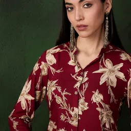 Sangria Women Floral Printed A-Line Kurta image 4