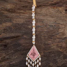 Kushal's Fashion Jewellery Rhodium-Plated Zircon Studded Maang Tikka Head Jewellery image 1