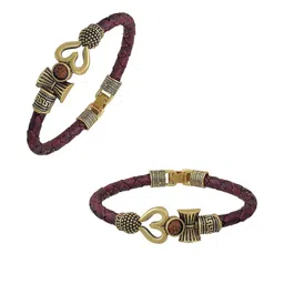 Divine souvenirs Unisex Set Of 2 Artificial Beaded Wraparound Leather Bracelets-picture-25