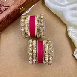 Wedding Chuda by Hitesh Bangles Set Of 28 Stone Studded & Beaded Chuda Bangles image 1