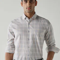 Reid & Taylor Comfort Slim Fit Checked Spread Collar Pure Cotton Formal Shirt-picture-22