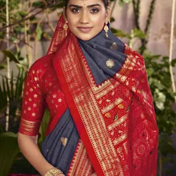 TIRA Woven Design Zari Silk Blend Handloom Patola Saree image 2