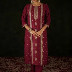 Indo Era Women Ethnic Motifs Regular Kurta with Trousers & With Dupatta image 2