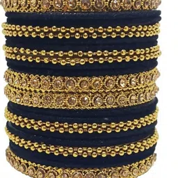 AMSHA Black Glass Artificial Stones Bangle image 2