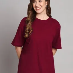 URBANICE Round Neck Drop-Shoulder Sleeves Oversized Cotton T-shirt-picture-25