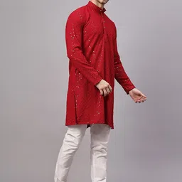 Go Stylish Men Embellished Mirror Work Kurta image 3