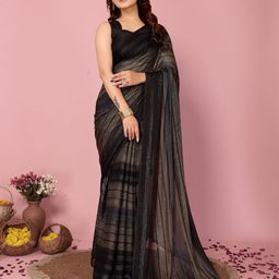LeeliPeeri Designer Striped Saree With Blouse Piece-picture-1