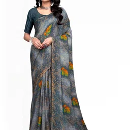 KANOODA Abstract Printed Pure Georgette Saree-image-6