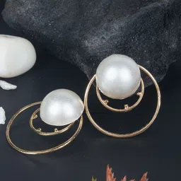 StyleCast Gold-Plated Artificial Beaded Circular Shaped Drop Earrings-image-72