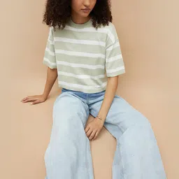 Ginger by Lifestyle Striped Round Neck Extended Sleeves Top-picture-10