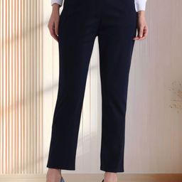 FITHUB Women High-Rise Regular Fit Wrinkle Free Trousers-picture-11
