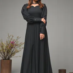DIYAZ Crepe Fit & Flare Maxi Dress-picture-10