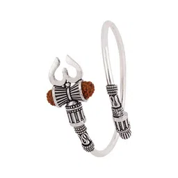 SANAA CREATIONS Unisex Brass Antique Silver-Plated Kada Bracelet image 2