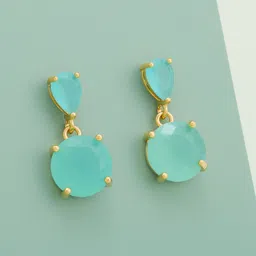 Kushal's Fashion Jewellery Gold-Plated Zircon Circular Shaped Drop Earrings-picture-12