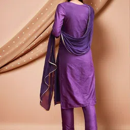 Aaghnya Ethnic Motifs Printed V-Neck Straight Kurta With Trousers & Dupatta image 4