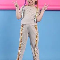 Baawri Girls Embellished Round Neck Pure Cotton T-shirt With Trouser-picture-25