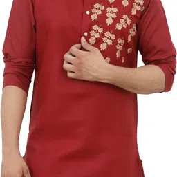 tibra collection Men Embroidered Cotton Blend Straight Kurta image 5