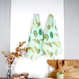 Ratan Cart 3 Pcs Green & Yellow Printed Kitchen Towels image 1