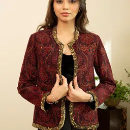 HOUSE OF INARI Embroidered Silk Top Jacket With Skirt Co-Ords Set image 3