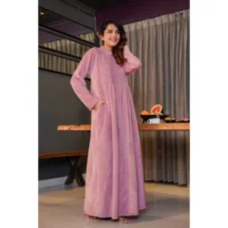 FEATHERS CLOSET Super Soft Candy Pink Pleated Woollen Maxi image 5