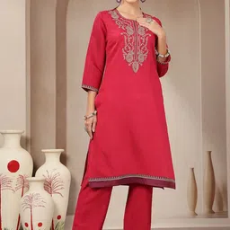 Nayam By Lakshita Women Ethnic Motifs Embroidered Regular Thread Work Kurta with Trousers-image-94
