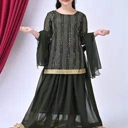 SPAMitude Girls Self Designed Georgette Ethnic Clothing Set-image-37