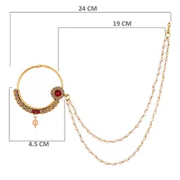 LUCKY JEWELLERY Gold-Plated Cubic Zirconia Chained Nosepin image 4
