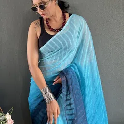 KALINI Blue Poly Georgette Printed Sarees image 4