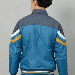 Duke Men Mock Collar Striped Bomber Jacket image 3