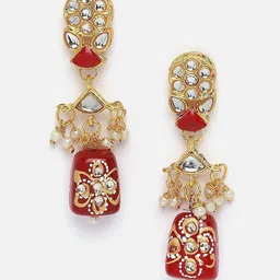 Anouk Maroon Gold Plated Kundan Studded & Beaded Jewellery Set image 4