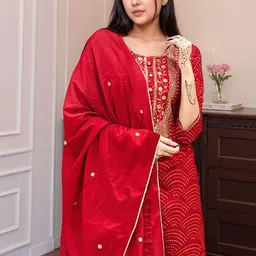 Moda Rapido Women Ethnic Motifs Printed Sequinned Kurta Set With Palazzos & Dupatta image 5