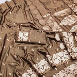 RATNAVALI Floral Zari Art Silk Handloom Banarasi Saree image 1