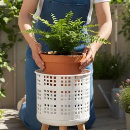 AARVI DECOR STUDIO White Mesh-Designed Freestanding Round Plater image 5