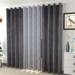 Galaxy Home Decor Grey & White 3 Pieces Room Velvet Darkening Door Curtains-picture-28