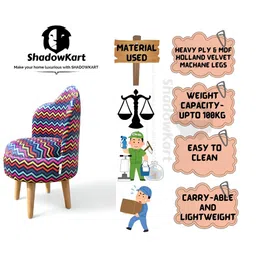 Shadowkart Blue & Red Printed Wooden Pouffes Ottomans image 4