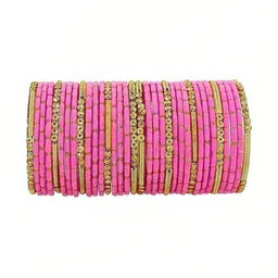 THE BLAZZE Pink Glass Artificial Stones & Beads Bangle-picture-40