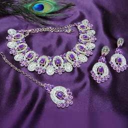 VATSALYA creation Alloy Purple Jewellery Set image 1