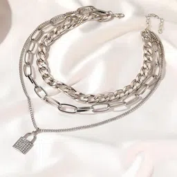Vembley Silver Plated Layered Necklace image 2