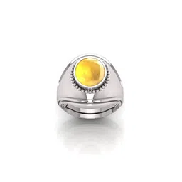 RRVGEM Unheated 11.25 Ratti Yellow Sapphire Silver Plated Ring-picture-10