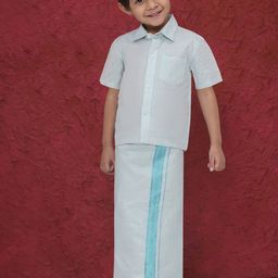 Sethukrishna Boys Short Sleeves Tissue Shirt With Veshti-picture-46