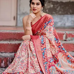 MAHARANI COUTURE Ethnic Motifs Pure Silk Jamdani Saree With Stitched Blouse image 2