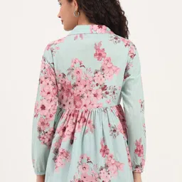 BAESD Women Floral Printed Gathered or Pleated Cotton Peplum Top image 2