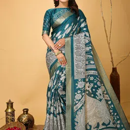 KALINI Floral Zari Art Silk Banarasi Saree-image-22