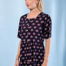 CORSICA Floral Print Crepe A-Line Midi Dress image 5