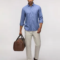 Crocodile Men Comfort Spread Collar Solid Lyocell Casual Shirt image 5